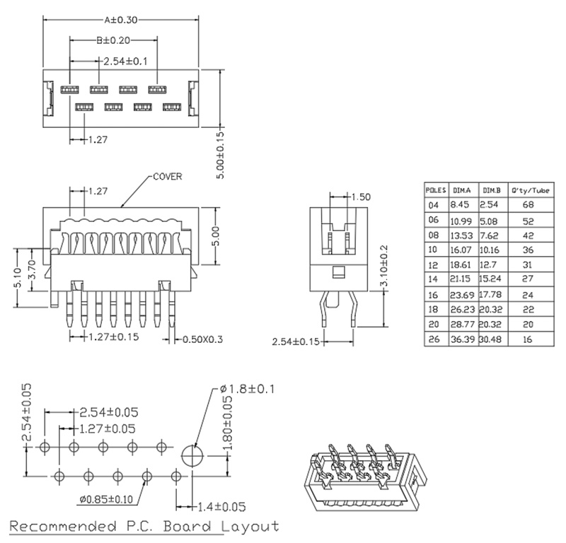 1.27 1.5mm Micro-Match-DIP Plug2