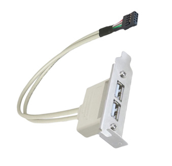 Industrial-grade internal USB 2.0 interface to professional panel mount USB 2.0 extension cable assembly (dual-port side-by-side design).