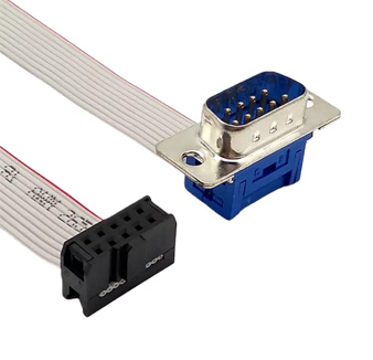 Professional 2.54mm Pitch IDC to D-SUB9 Male Flat Cable