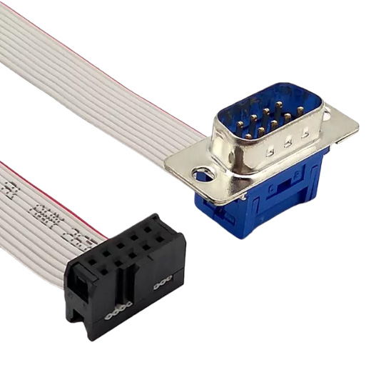 Professional 2.54mm Pitch IDC to D-SUB9 Male Flat Cable